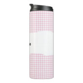 Personalized Name Pink Gingham Pattern Thermosbecher (Nach rechts gedreht)