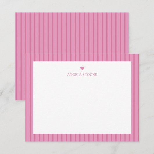 Personalized Name Pink Heart Mitteilungskarte (Vorne/Hinten)