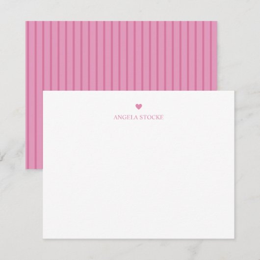 Personalized Name Pink Heart Mitteilungskarte (Vorne/Hinten)