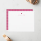 Personalized Name Pink Heart Note Card Mitteilungskarte (Vorderseite/Rückseite Beispiel)