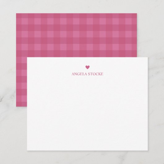 Personalized Name Pink Heart Note Card Mitteilungskarte (Vorne/Hinten)