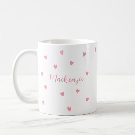 Personalized Name Pink Hearts Loved One Keepsake Kaffeetasse (Links)