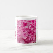Personalized Name Pink Hydrangea Flower Photo Kaffeetasse (Mittel)