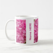 Personalized Name Pink Hydrangea Flower Photo Kaffeetasse (Links)