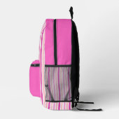 Personalized Name PINK LINE STRIPES Bedruckter Rucksack (Rechts)