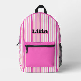 Personalized Name PINK LINE STRIPES Bedruckter Rucksack