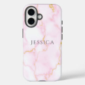 Personalized Name Pink Marble Phone Case-Mate iPhone Hülle (Rückseite)
