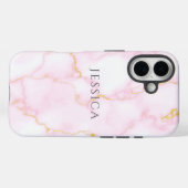 Personalized Name Pink Marble Phone Case-Mate iPhone Hülle (Rückseite (Horizontal))