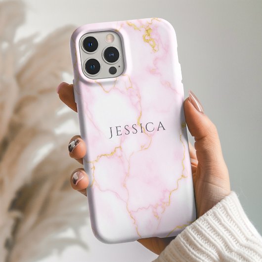 Personalized Name Pink Marble Phone Case-Mate iPhone Hülle