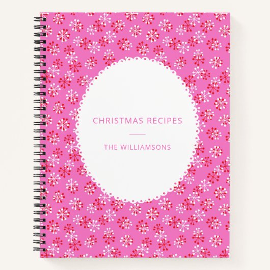Personalized Name Pink Red Christmas Recipes Notizblock (Vorderseite)