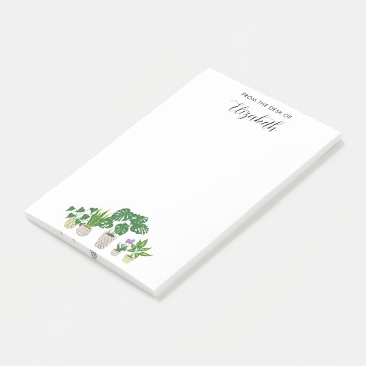 Personalized Name Potted Plants Monstera Script Post-it Klebezettel (angewinkelt)