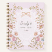 Personalized Name Pretty Vintage Floral Diary Notizblock (Vorderseite)