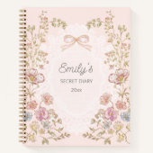 Personalized Name Pretty Vintage Floral Diary Notizblock (Vorderseite)