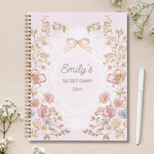 Personalized Name Pretty Vintage Floral Diary