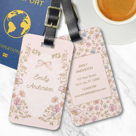 Personalized Name Pretty Vintage Flowers Floral Gepäckanhänger