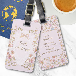 Personalized Name Pretty Vintage Flowers Floral Gepäckanhänger