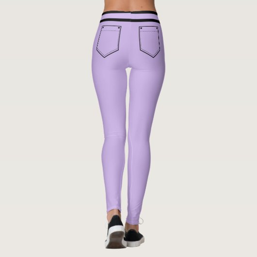 Personalized Name Purple Black Stripes Fun Gift Leggings (Rückseite)