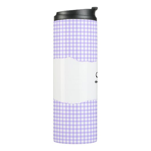 Personalized Name Purple Gingham Pattern Thermosbecher (Nach links gedreht)