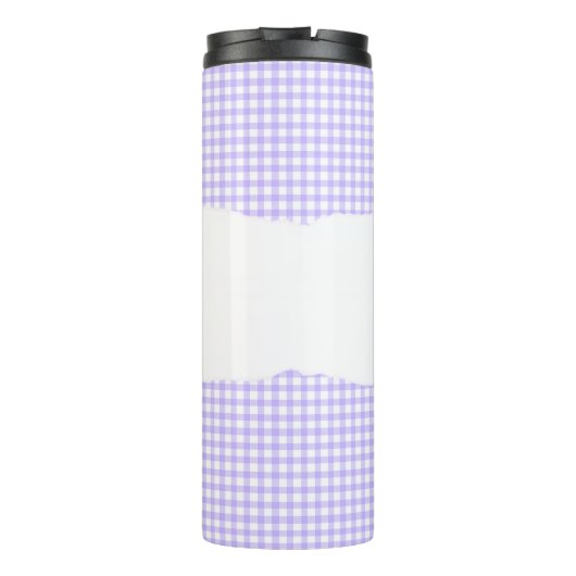 Personalized Name Purple Gingham Pattern Thermosbecher (Rückseite)