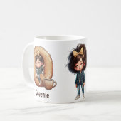 Personalized Name & Q Sleepy Morning Plaid Charact Kaffeetasse (Vorderseite Links)