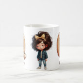 Personalized Name & Q Sleepy Morning Plaid Charact Kaffeetasse (Mittel)