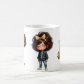 Personalized Name & R Sleepy Morning Plaid Charact Kaffeetasse (Mittel)