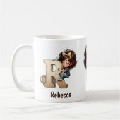 Personalized Name & R Sleepy Morning Plaid Charact Kaffeetasse (Links)