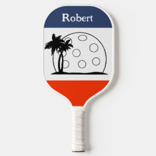 Personalized Name Red White Navy Blue Pickleball Schläger