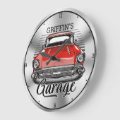 Personalized NAME Retro Classic Car Cruiser Garage Große Wanduhr (Winkel)