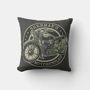 Personalized NAME Retro Military Motorcycle Biker Kissen