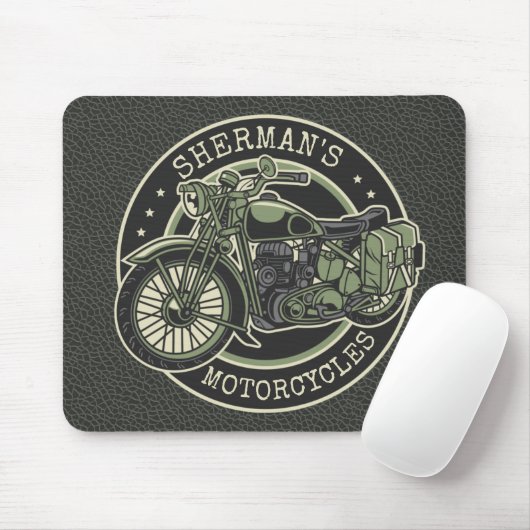 Personalized NAME Retro Military Motorcycle Biker Mousepad (Mit Mouse)