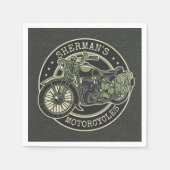 Personalized NAME Retro Military Motorcycle Biker Serviette (Vorderseite)