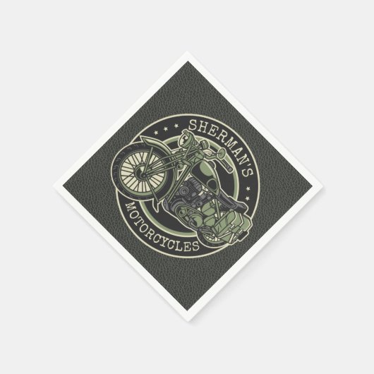 Personalized NAME Retro Military Motorcycle Biker Serviette (Ecke)