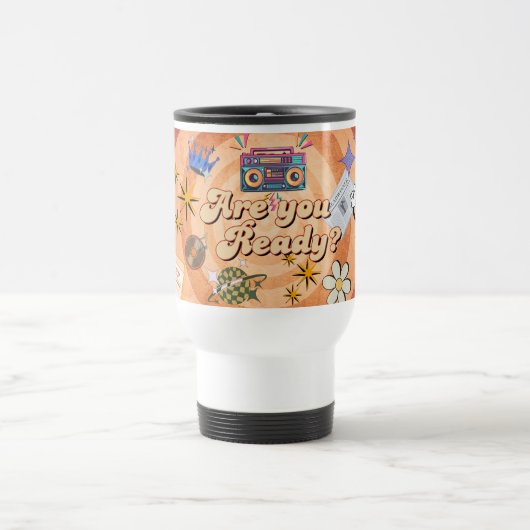 Personalized Name Retro Pop Are You Ready Design Reisebecher (Mittel)
