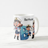 Personalized  Name Sailor Cartoon Character * B * Kaffeetasse (VorderseiteRechts)