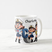 Personalized  Name Sailor Cartoon Character * C * Kaffeetasse (VorderseiteRechts)