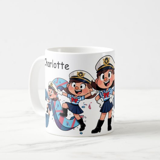 Personalized  Name Sailor Cartoon Character * C * Kaffeetasse (Vorderseite Links)