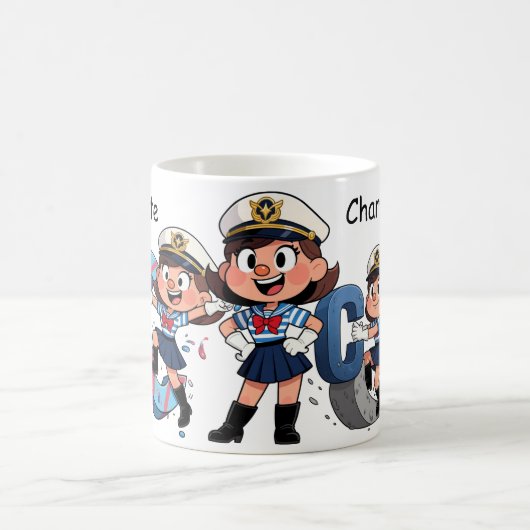 Personalized  Name Sailor Cartoon Character * C * Kaffeetasse (Mittel)