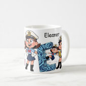 Personalized  Name Sailor Cartoon Character * E * Kaffeetasse (VorderseiteRechts)