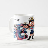 Personalized  Name Sailor Cartoon Character * E * Kaffeetasse (Vorderseite Links)