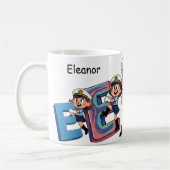 Personalized  Name Sailor Cartoon Character * E * Kaffeetasse (Links)