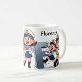 Personalized  Name Sailor Cartoon Character * F * Kaffeetasse (VorderseiteRechts)