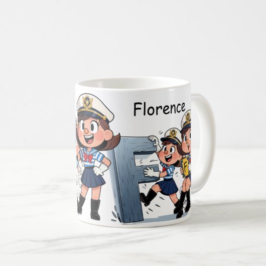 Personalized  Name Sailor Cartoon Character * F * Kaffeetasse (VorderseiteRechts)