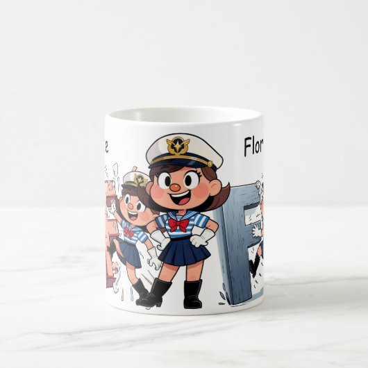 Personalized  Name Sailor Cartoon Character * F * Kaffeetasse (Mittel)