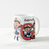 Personalized  Name Sailor Cartoon Character * G * Kaffeetasse (VorderseiteRechts)