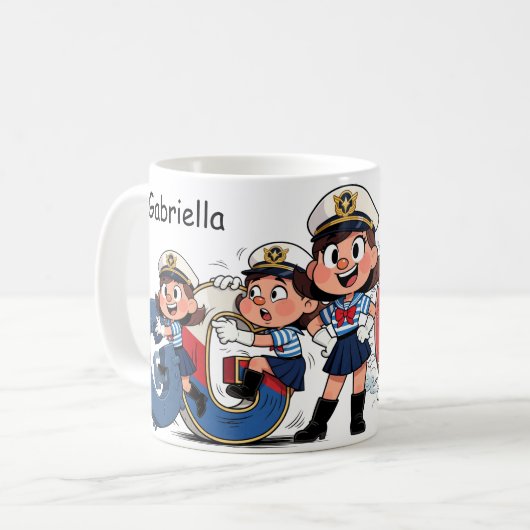 Personalized  Name Sailor Cartoon Character * G * Kaffeetasse (Vorderseite Links)