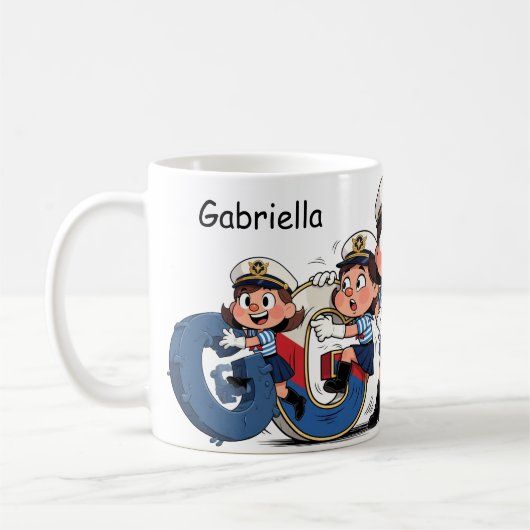 Personalized  Name Sailor Cartoon Character * G * Kaffeetasse (Links)