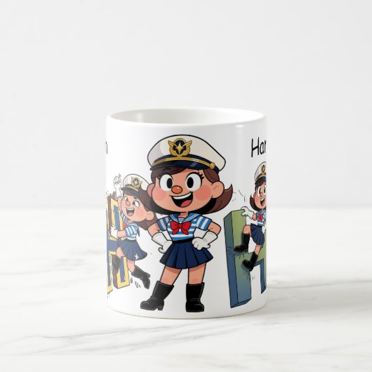 Personalized  Name Sailor Cartoon Character * H * Kaffeetasse (Mittel)