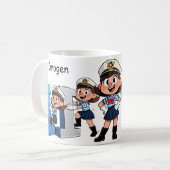 Personalized  Name Sailor Cartoon Character * I * Kaffeetasse (Vorderseite Links)