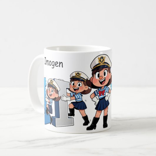 Personalized  Name Sailor Cartoon Character * I * Kaffeetasse (Vorderseite Links)